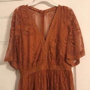 Romper with lace overlay